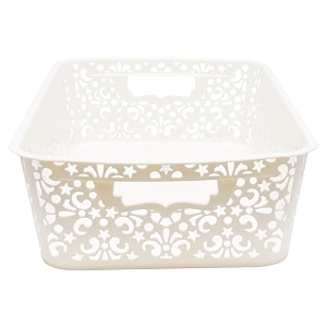 cutting edge plastic turkish storage basket small white set of 1