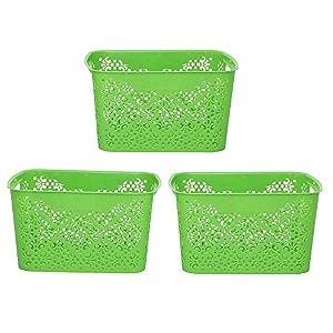 cutting edge plastic turkish storage basket large green set of 3