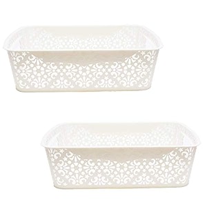 cutting edge plastic turkish storage basket medium white set of 2