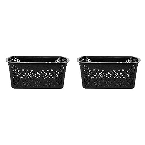 cutting edge plastic turkish storage basket small black set of 2