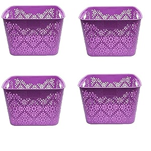 cutting edge plastic turkish storage basket large purple set of 4