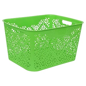 cutting edge plastic turkish storage basket large green set of 1