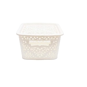 cutting edge plastic turkish storage basket with lidmediumwhiteset of 1