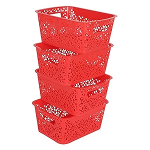 cutting edge plastic turkish storage basket small red set of 4
