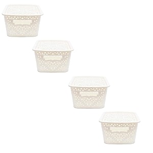 cutting edge plastic turkish storage basket with lidsmallyellowset of 4