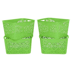 cutting edge plastic turkish storage basket large green set of 4