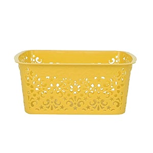 cutting edge plastic turkish storage basket small yellow set of 1