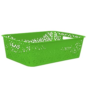 cutting edge plastic turkish storage basket medium green set of 1