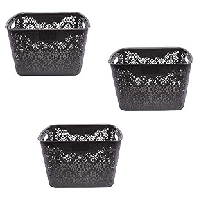cutting edge plastic turkish storage basket large brown set of 3