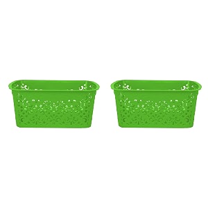 cutting edge plastic turkish storage basket small green set of 2