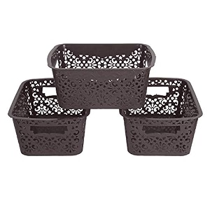 cutting edge plastic turkish storage basket small brown set of 3