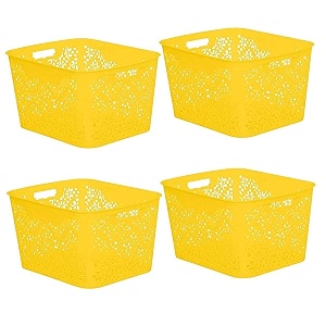 cutting edge plastic turkish storage basket large yellow set of 4