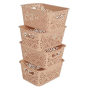cutting edge plastic turkish storage basket small beige set of 4