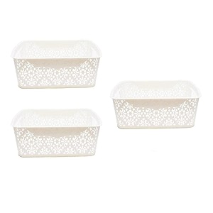 cutting edge plastic turkish storage basket small white set of 3