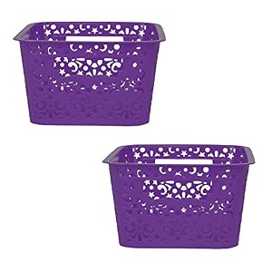 cutting edge plastic turkish storage basket with lidsmallpurpleset of 2