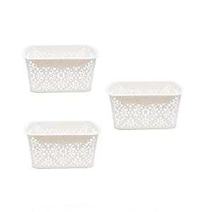 cutting edge plastic turkish storage basket medium white set of 3