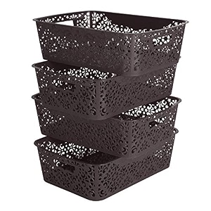 cutting edge plastic turkish storage basket medium brown set of 4