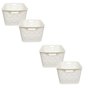cutting edge plastic turkish storage basket large white set of 4