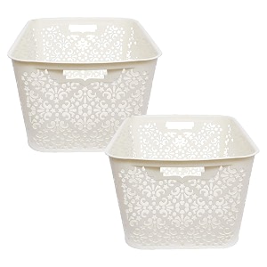 cutting edge plastic turkish storage basket large white set of 2