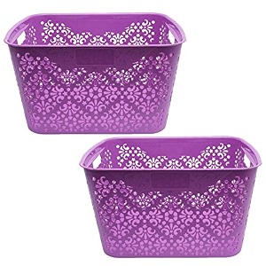 cutting edge plastic turkish storage basket large purple set of 2