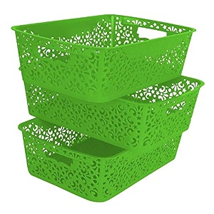 cutting edge plastic turkish storage basket medium green set of 3