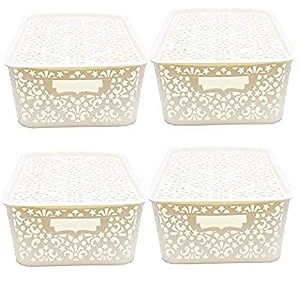 cutting edge plastic turkish storage basket medium white set of 4