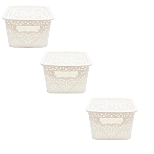 cutting edge plastic turkish storage basket with lidsmallwhite set of 3