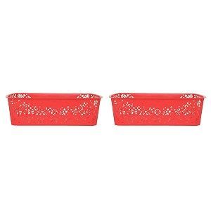 cutting edge plastic turkish storage basket medium red set of 2
