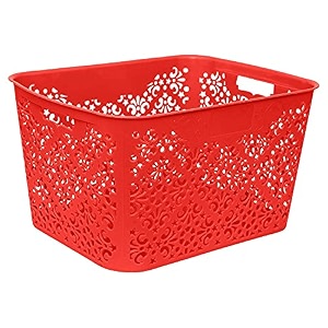 cutting edge plastic turkish storage basket large red set of 1
