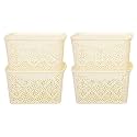 Cutting EDGE Plastic Turkish Storage Basket with Lid,Large,White (Set of 4)