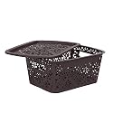 Cutting EDGE Plastic Turkish Storage Basket with Lid,Small,Brown (Set of 1)