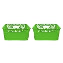 Cutting EDGE Plastic Turkish Storage Basket, Medium, Green (Set of 2)