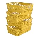Cutting EDGE Plastic Turkish Storage Basket, Medium, Yellow (Set of 4)