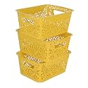 Cutting EDGE Plastic Turkish Storage Basket, Small, Yellow (Set of 3)