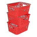 Cutting EDGE Plastic Turkish Storage Basket, Small, Red (Set of 3)
