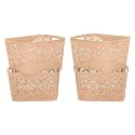 Cutting EDGE Plastic Turkish Storage Basket, Large, Beige (Set of 4)