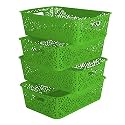 Cutting EDGE Plastic Turkish Storage Basket, Medium, Green (Set of 4)