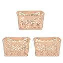 Cutting EDGE Plastic Turkish Storage Basket, Large, Beige (Set of 3)