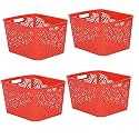 Cutting EDGE Plastic Turkish Storage Basket, Large, Red (Set of 4)