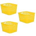 Cutting EDGE Plastic Turkish Storage Basket, Large, Yellow (Set of 3)