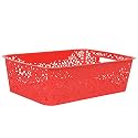 Cutting EDGE Plastic Turkish Storage Basket, Medium, Red (Set of 1)