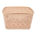 Cutting EDGE Plastic Turkish Storage Basket with Lid,Large,Beige (Set of 1)