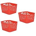 Cutting EDGE Plastic Turkish Storage Basket, Large, Red (Set of 3)
