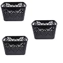 Cutting EDGE Plastic Turkish Storage Basket, Large, Black (Set of 3)
