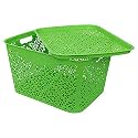 Cutting EDGE Plastic Turkish Storage Basket with Lid,Large,Green (Set of 1)
