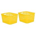 Cutting EDGE Plastic Turkish Storage Basket, Large, Yellow (Set of 2)