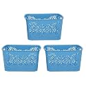 Cutting EDGE Plastic Turkish Storage Basket, Large, Blue (Set of 3)