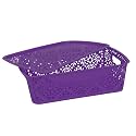 Cutting EDGE Plastic Turkish Storage Basket with Lid,Medium,Purple-Set of 1