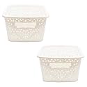 Cutting EDGE Plastic Turkish Storage Basket with Lid,Small,White (Set of 2)