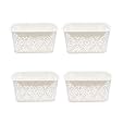 Cutting EDGE Plastic Turkish Storage Basket, Medium, White (Set of 4)